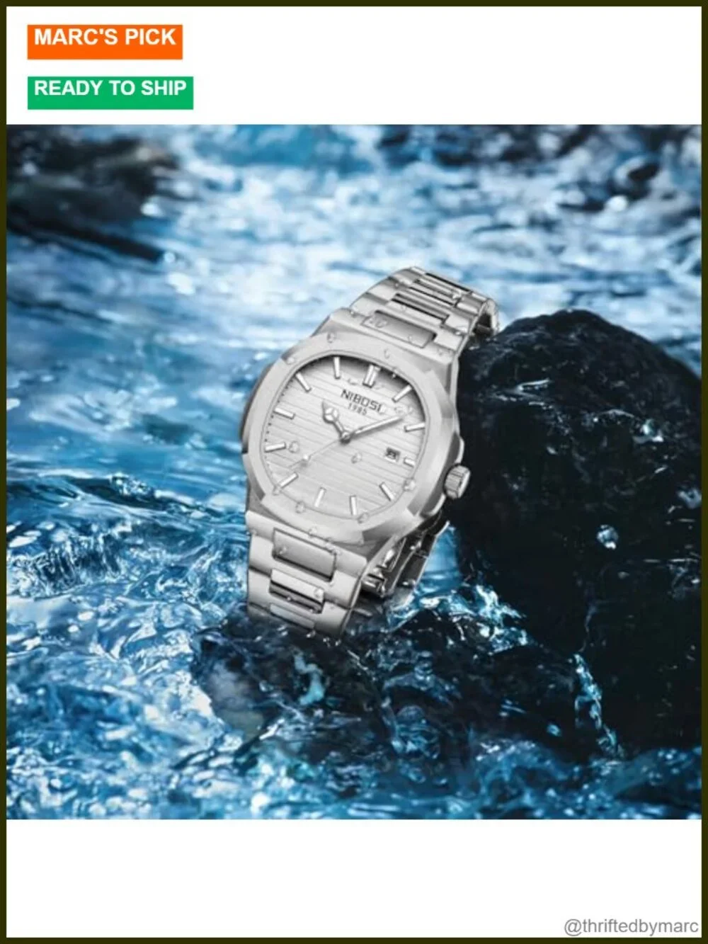 Men's Stainless Steel Military Quartz Wrist Watch with Date